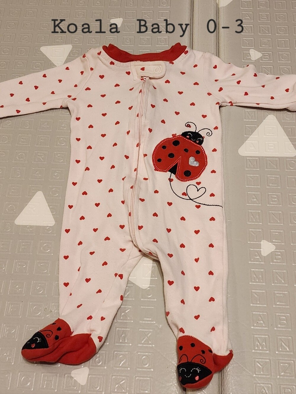 Koala Kids White & Red Ladybug Footed Sleeper 0-3 Months